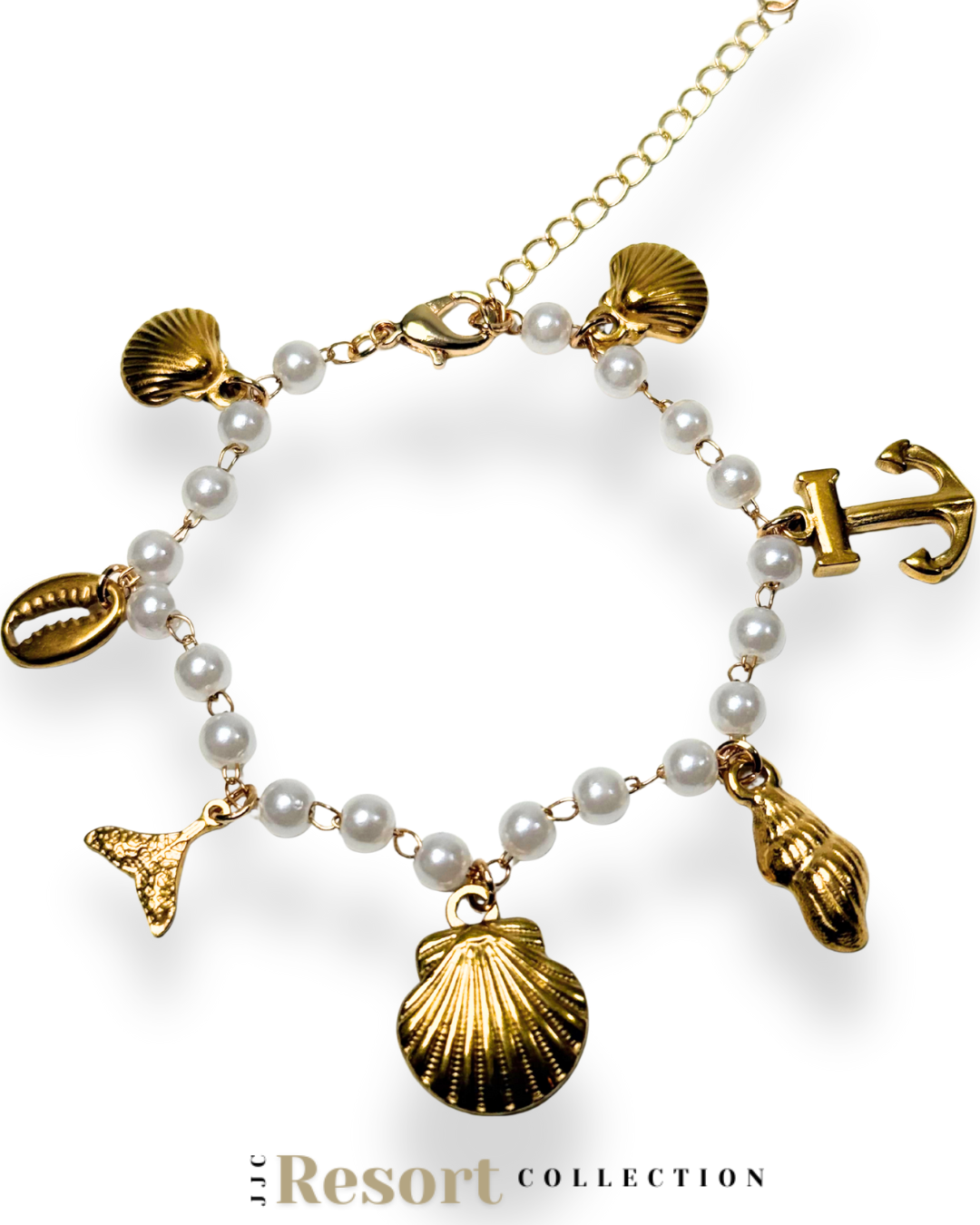 Seashells & Pearls Charm Bracelet