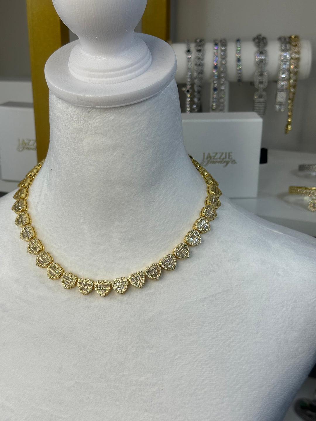 Baguette Heart Link Necklace