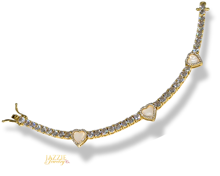 White Hearts Tennis Bracelet