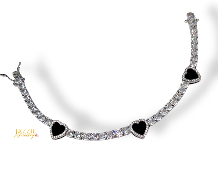 Black Hearts Tennis Bracelet