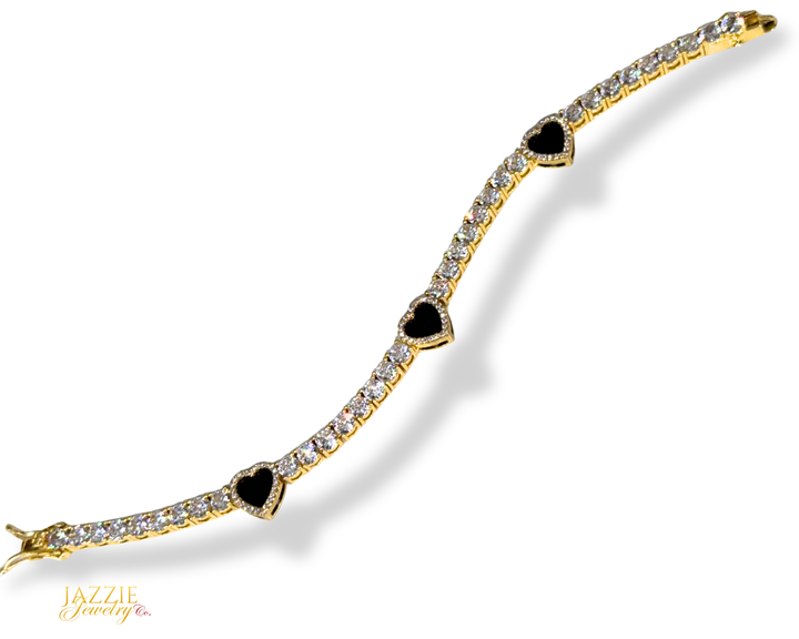 Black Hearts Tennis Bracelet