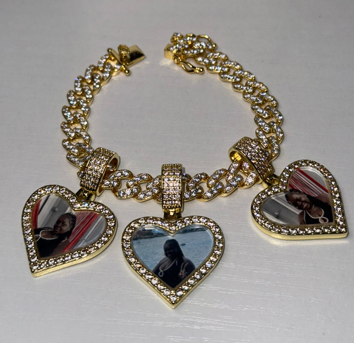 Hearts Photo Cuban Bracelet