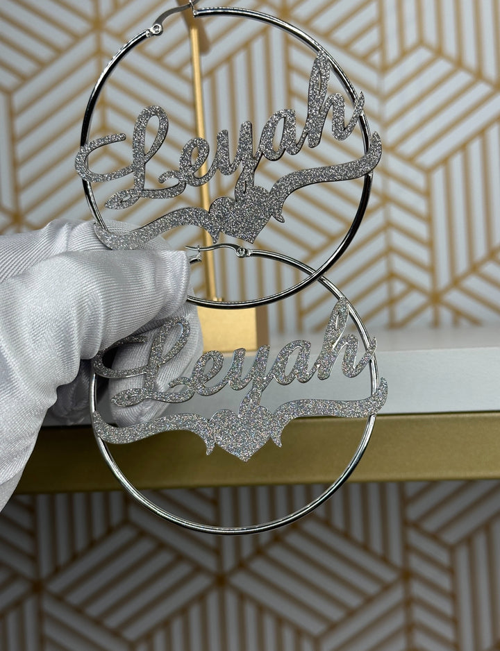 Diamond Dust Custom Nameplate Hoops