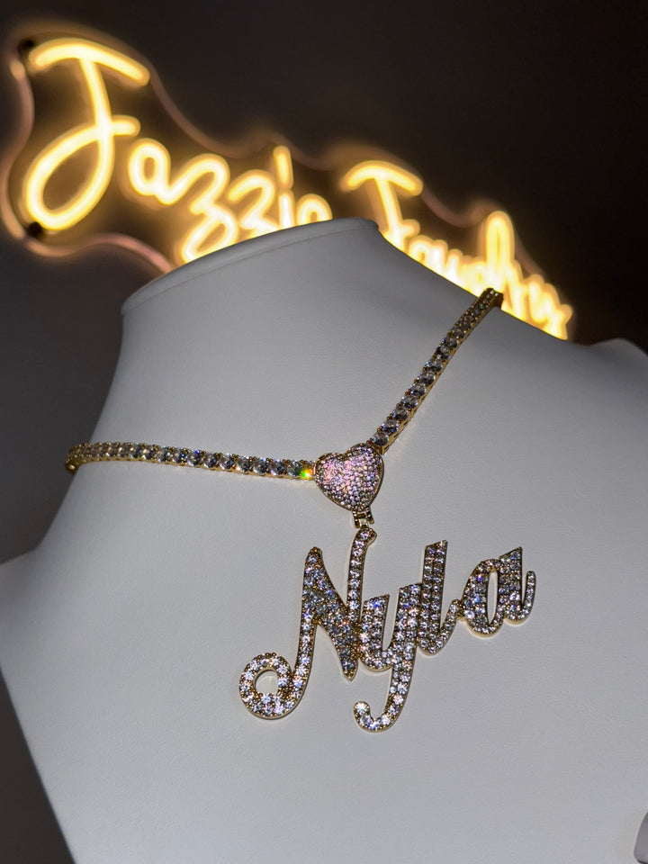 Icy Signature Heart Custom Nameplate