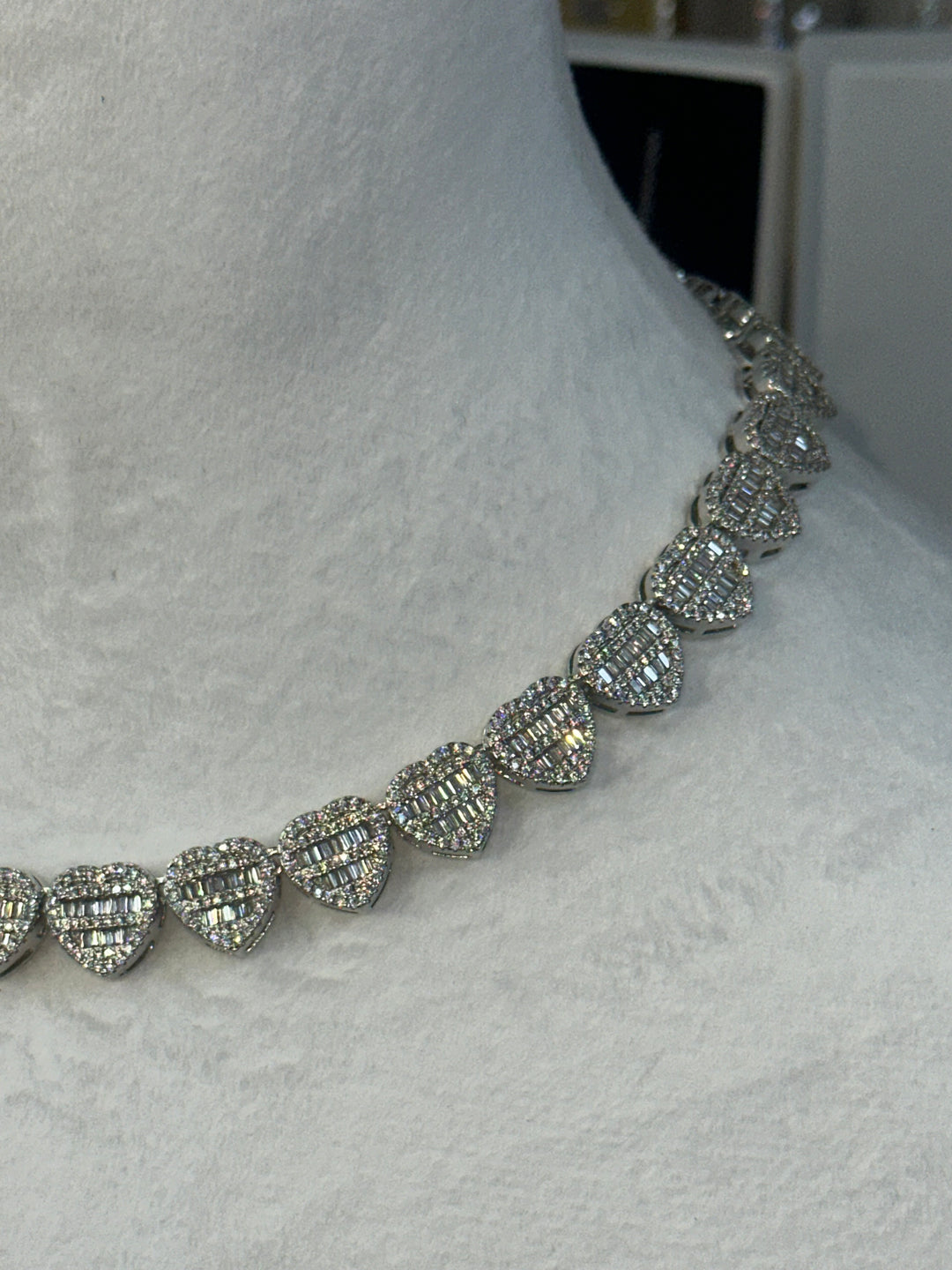Baguette Heart Link Necklace