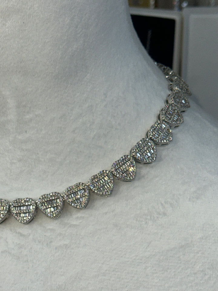 Baguette Heart Link Necklace