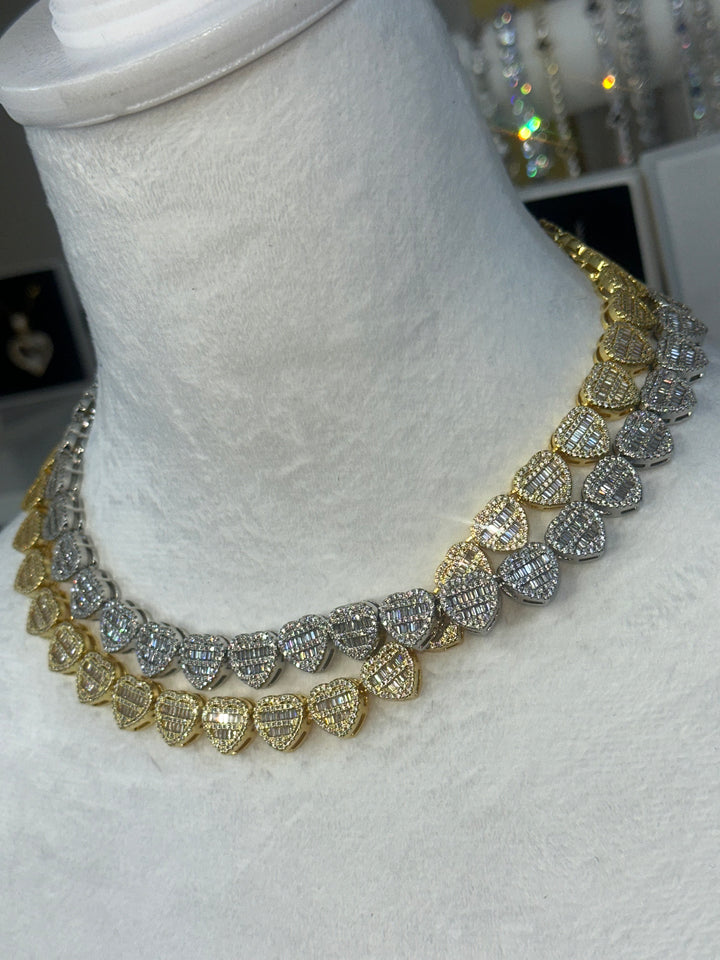 Baguette Heart Link Necklace