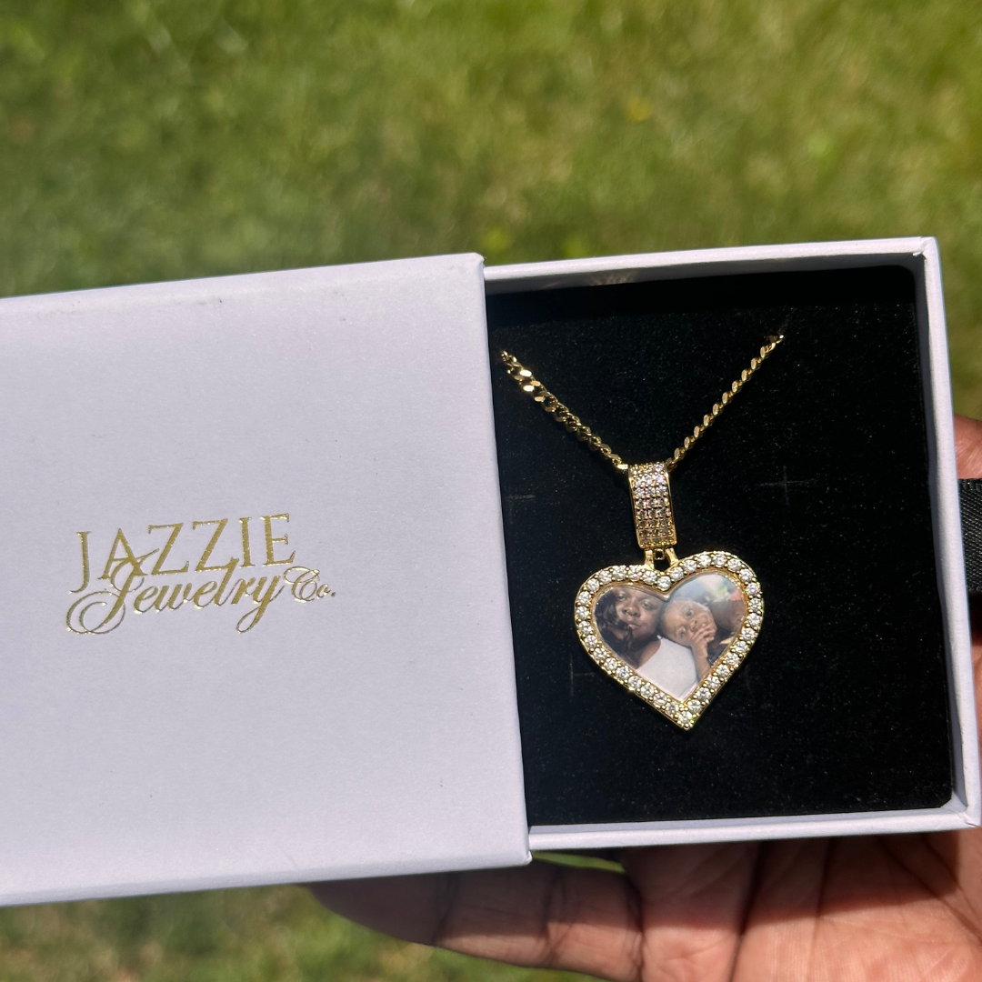 Heart Photo Charm Necklace & Bracelet Set