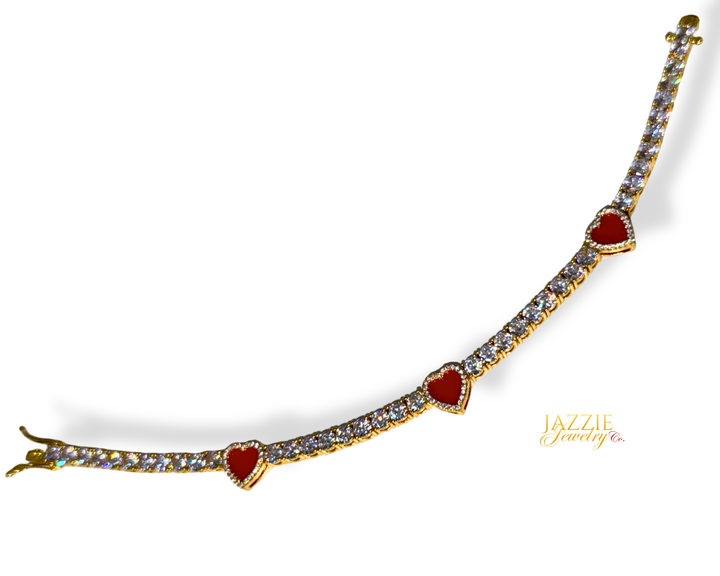 Red Hearts Tennis Bracelet