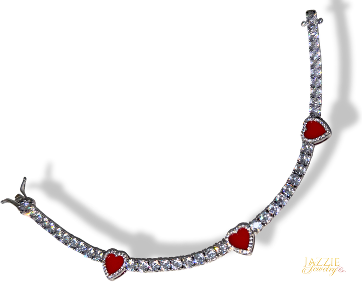 Red Hearts Tennis Bracelet