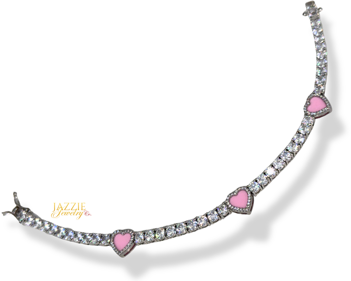 Pink Hearts Tennis Bracelet