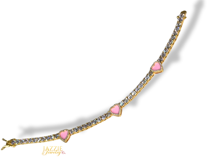 Pink Hearts Tennis Bracelet