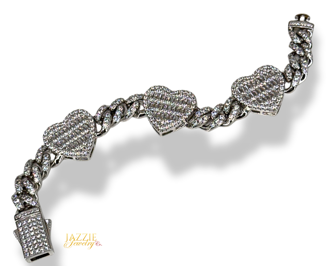 Statement Hearts Cuban Bracelet