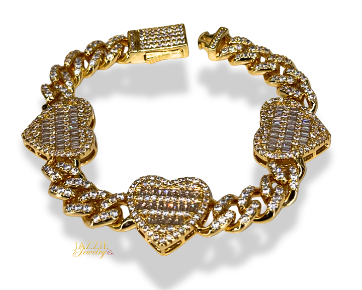 Statement Hearts Cuban Bracelet