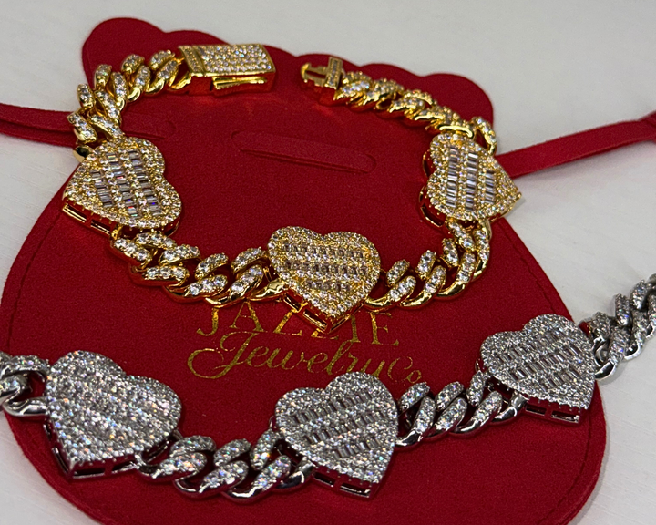 Statement Hearts Cuban Bracelet
