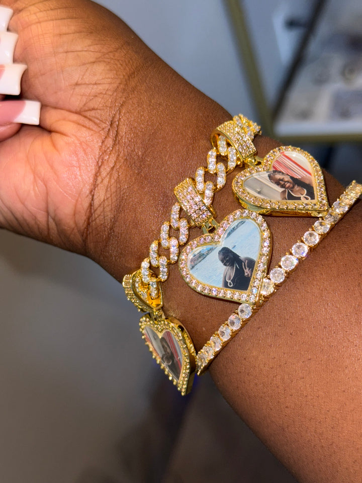 Hearts Photo Cuban Bracelet