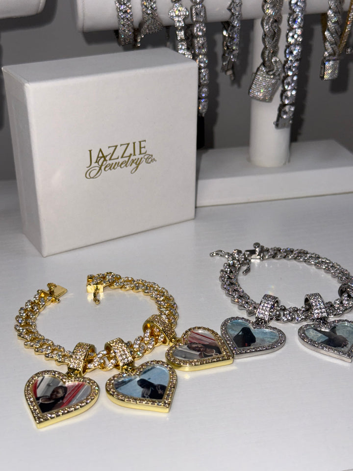 Hearts Photo Cuban Bracelet