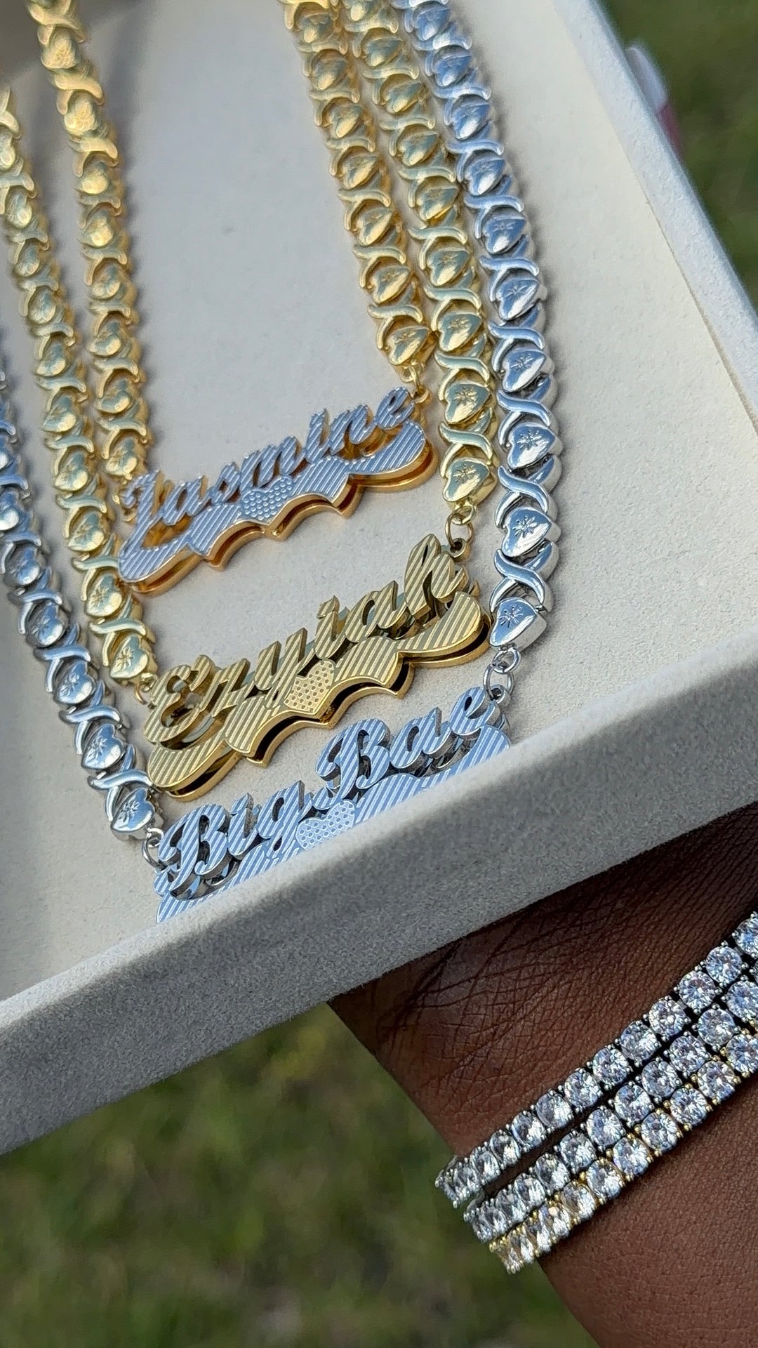 Double Plated XOXO Custom Nameplate