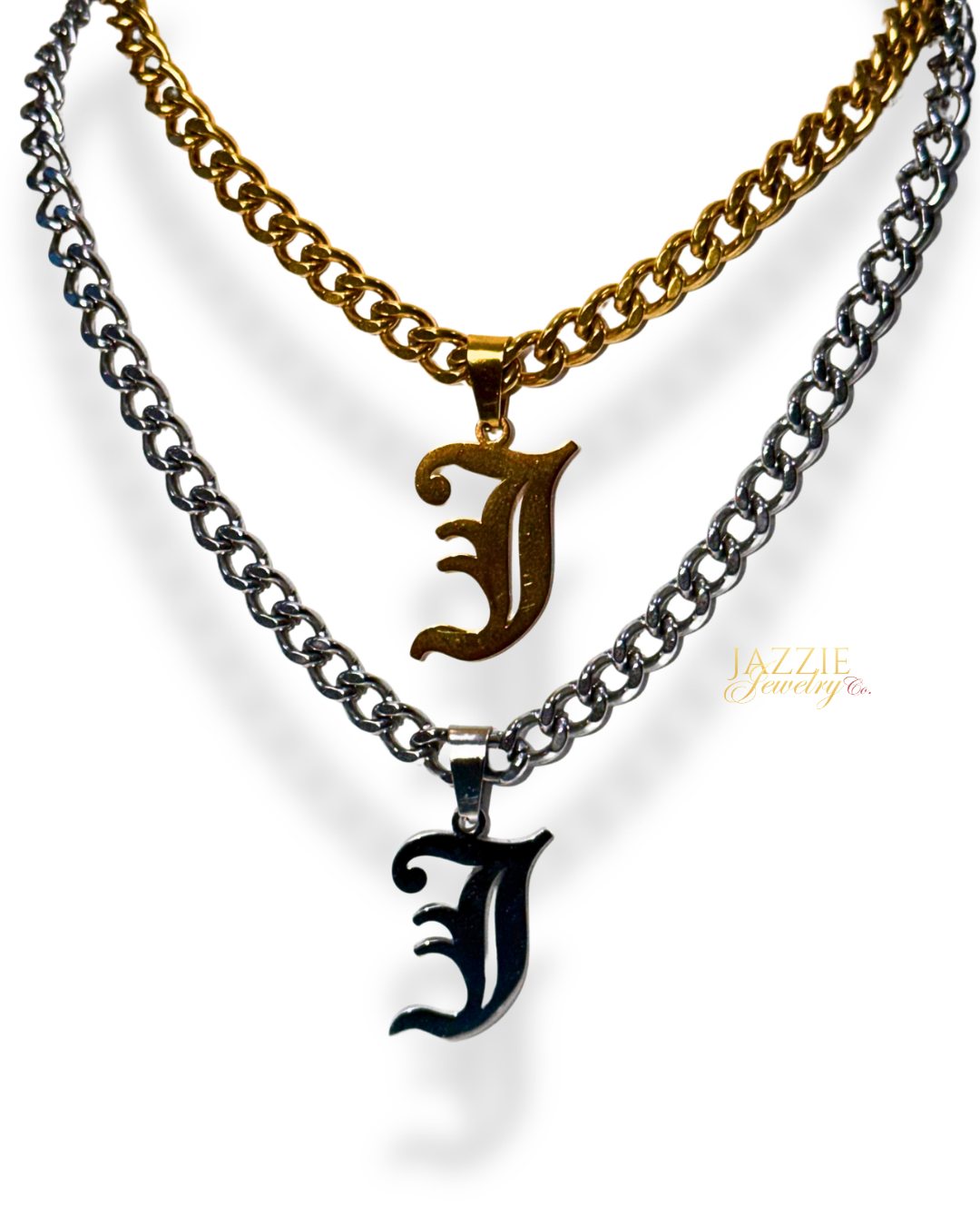 Old English Initial Cuban Necklace
