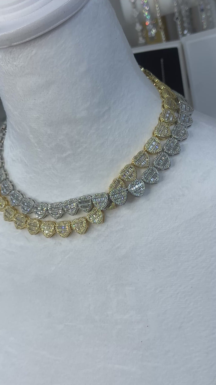 Baguette Heart Link Necklace
