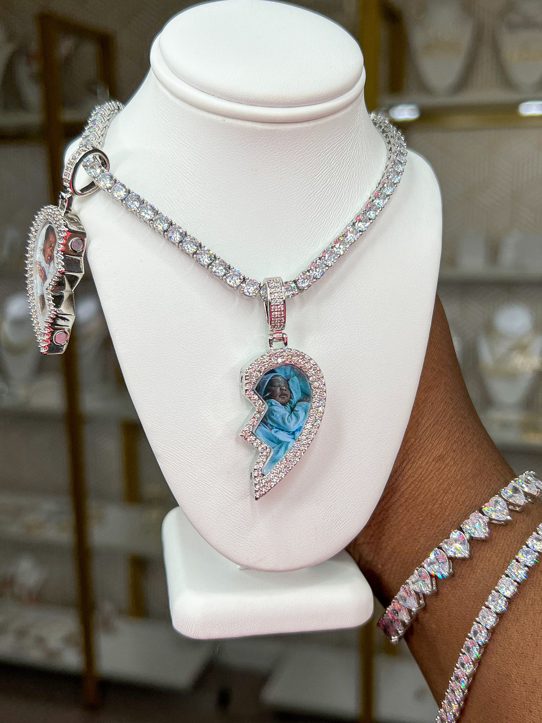 Split Heart Photo Necklace