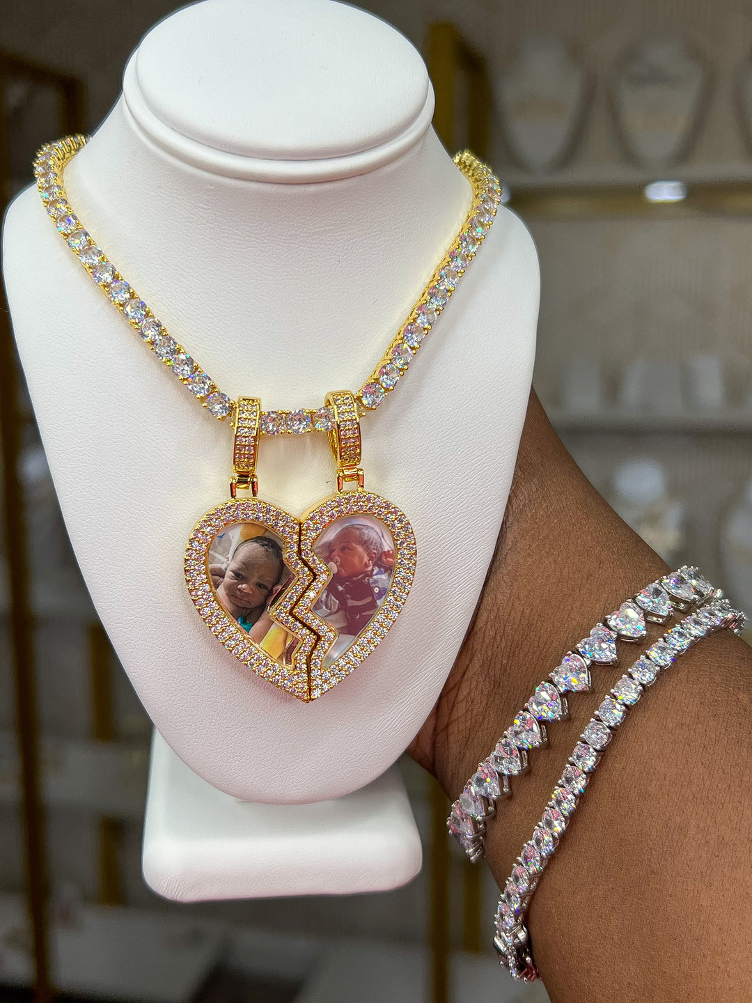 Split Heart Photo Necklace